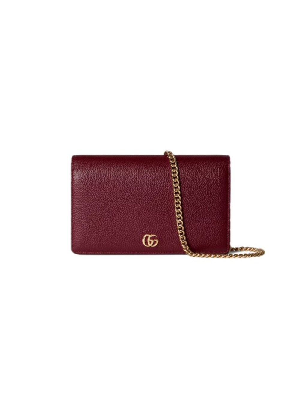 Gucci GG Marmont Mellow Calfskin Wallet on Chain Burgundy Pink 497985